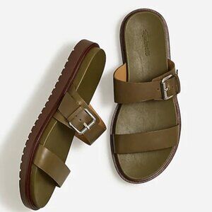 Madewell The Dee Double-Strap Slide Sandal in Olive Tree